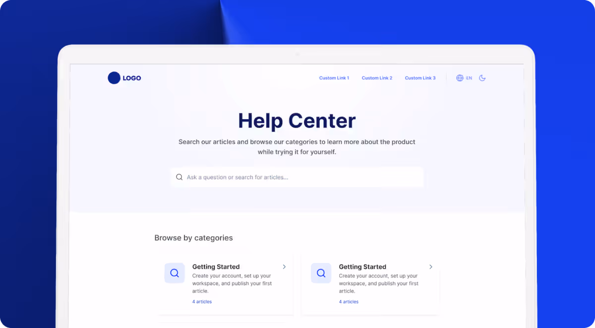 A clean, branded public help center